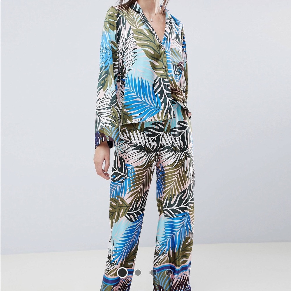 ASOS Tropical Print Satin Pajamas